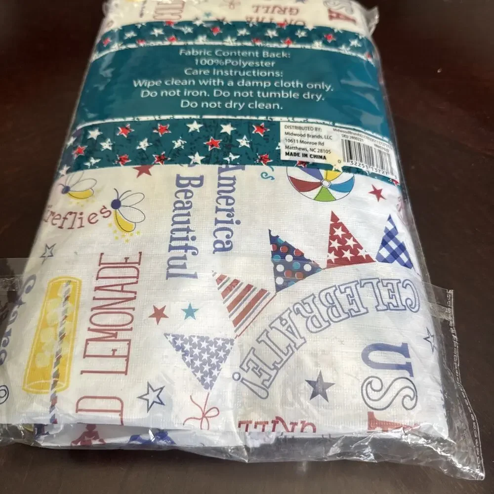 Summer Themed Flannel-Backed Peva Tablecloth 52” X 90”